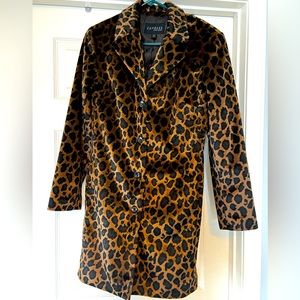 Women’s Express leopard velvet trench. Size 5/6 (small)